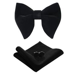 Vintage Velvet Bow Tie and Pocket Square Set