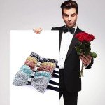 Black Rhinestone Pre-Tied Bow Tie for Men