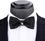 Black Rhinestone Pre-Tied Bow Tie for Men