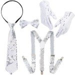 Shiny Silver Sequin Costume Set for Men