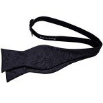 Barry.Wang Black Paisley Bow Tie & Lapel Pin Set