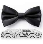 Men's Classic Pre-Tied Black Satin Bow Tie