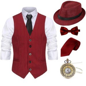 1920s Men's Gatsby Vest & Accessories Set