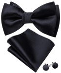 Barry.Wang Men's Satin Bow Tie Set with Cufflinks