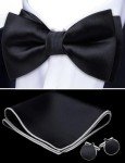 Barry.Wang Men's Satin Bow Tie Set with Cufflinks