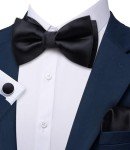 Barry.Wang Men's Satin Bow Tie Set with Cufflinks