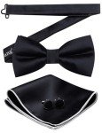 Barry.Wang Men's Satin Bow Tie Set with Cufflinks