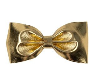 Gold Adjustable Strap Vegan Leather Bow Tie