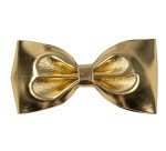 Gold Adjustable Strap Vegan Leather Bow Tie
