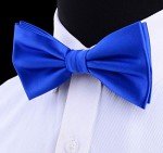 GUSLESON Men's Blue Bow Tie and Pocket Square Set