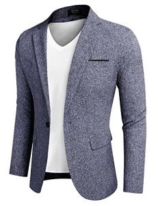 Men's Lightweight Casual Blazer - Dark Blue/Grey