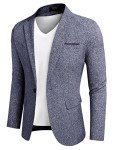 Men's Lightweight Casual Blazer - Dark Blue/Grey