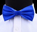 GUSLESON Men's Blue Bow Tie and Pocket Square Set