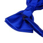 GUSLESON Men's Blue Bow Tie and Pocket Square Set