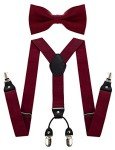 Burgundy Suspender and Silk Bow Tie Set