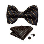 Men’s Black Gold Silk Bow Tie Set
