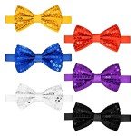 6 Pack Men's Sequin Bow Ties with Adjustable Straps