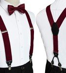 Burgundy Suspender and Silk Bow Tie Set