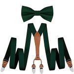 Men's Green Suspenders and Bowtie Set