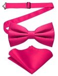 Hot Pink Pre-tied Bow Tie & Pocket Square Set