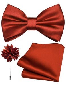 Burnt Orange Bow Tie and Pocket Square Set