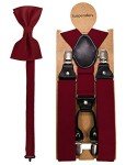 Burgundy Suspender and Silk Bow Tie Set