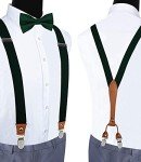 Men's Green Suspenders and Bowtie Set