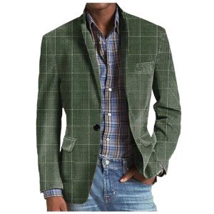 Men's Slim Fit Casual Blazer Jacket - Plaid