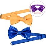 6 Pack Men's Sequin Bow Ties with Adjustable Straps