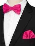 Hot Pink Pre-tied Bow Tie & Pocket Square Set