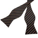 Men’s Black Gold Silk Bow Tie Set