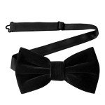 Men's Black Velvet Pre-tied Bowtie for Events