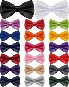 20 Clip-On Satin Bow Ties for Men