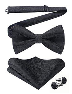 Men’s Pretied Paisley Bow Tie Set with Cufflinks