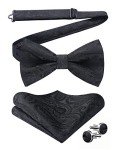 Men’s Pretied Paisley Bow Tie Set with Cufflinks