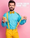 20 Clip-On Satin Bow Ties for Men