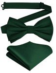 Dark Green Men's Bow Tie and Pocket Square Set