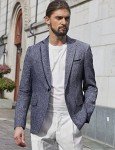 Men's Lightweight Casual Blazer - Dark Blue/Grey