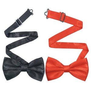 Men's Classic Pre-Tied Bow Tie Set - Black & Red