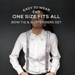 Silver Sequin Bowtie & Suspender Set for Men
