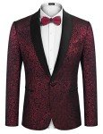 Men's Lightweight Linen Blazer Jacket in Wine Red