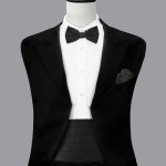 Men's Black Bow Tie, Pocket Square & Cummerbund Set
