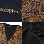 GUSLESON Men's V-Neck Paisley Vest Set, Black Gold
