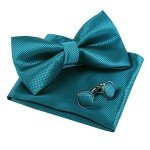 Alizeal Men's Dark Teal Bow Tie and Cufflinks Set