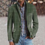 Men's Slim Fit Casual Blazer Jacket - Plaid
