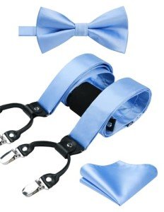 HISDERN Men's Bow Tie and Suspenders Set