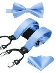 HISDERN Men's Bow Tie and Suspenders Set