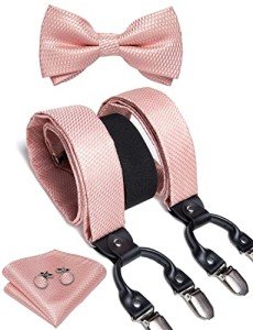 Men's Pink Suspender and Bow Tie Set