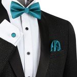 Alizeal Men's Dark Teal Bow Tie and Cufflinks Set