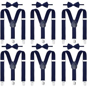 Men's Dark Blue Suspender and Bow Tie Set